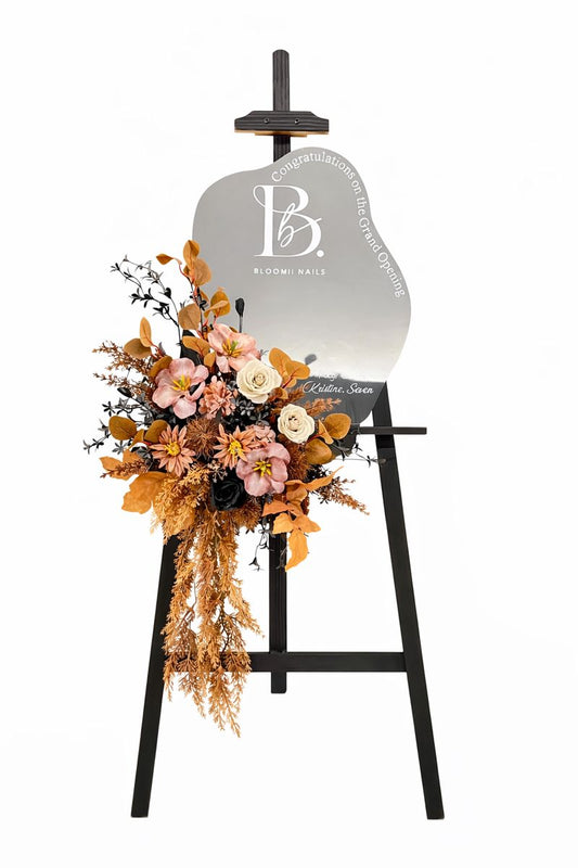 Grand Opening Flower Mirror Stand – Brown Series